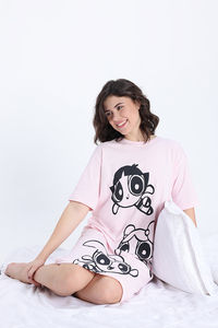 Zivame Power Puff Knit Cotton Loungewear Dress - Barely Pink — thumbnail 6